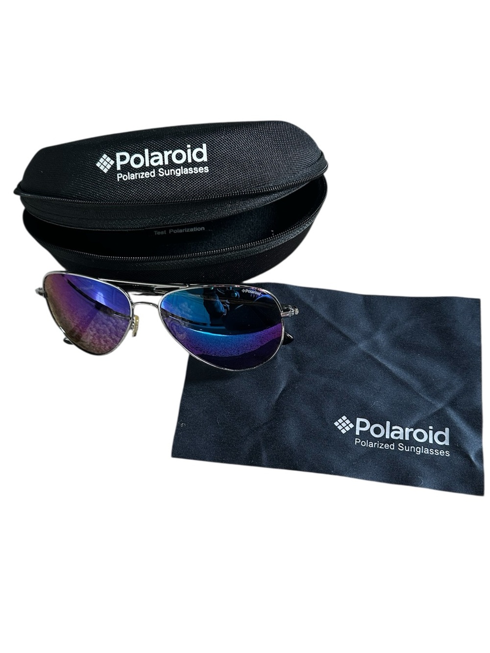 Polaroid Blue/Purple Mirror Aviator Sunglasses